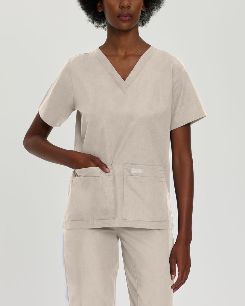 Landau Essentials Women's 4-Pocket V-Neck Scrub Top