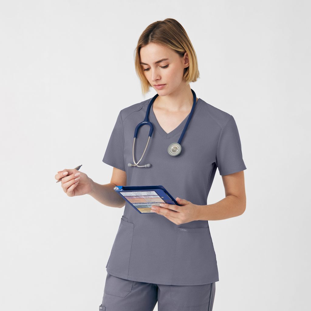 Landau ProFlex Women's 3-Pocket V-Neck  Scrub Top