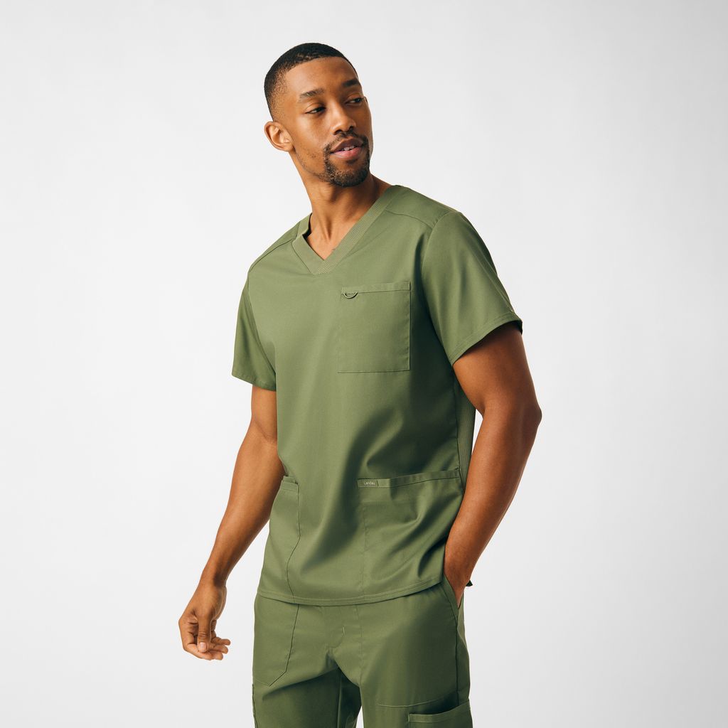 Landau ProFlex Men's 4-Pocket V-Neck Scrub Top
