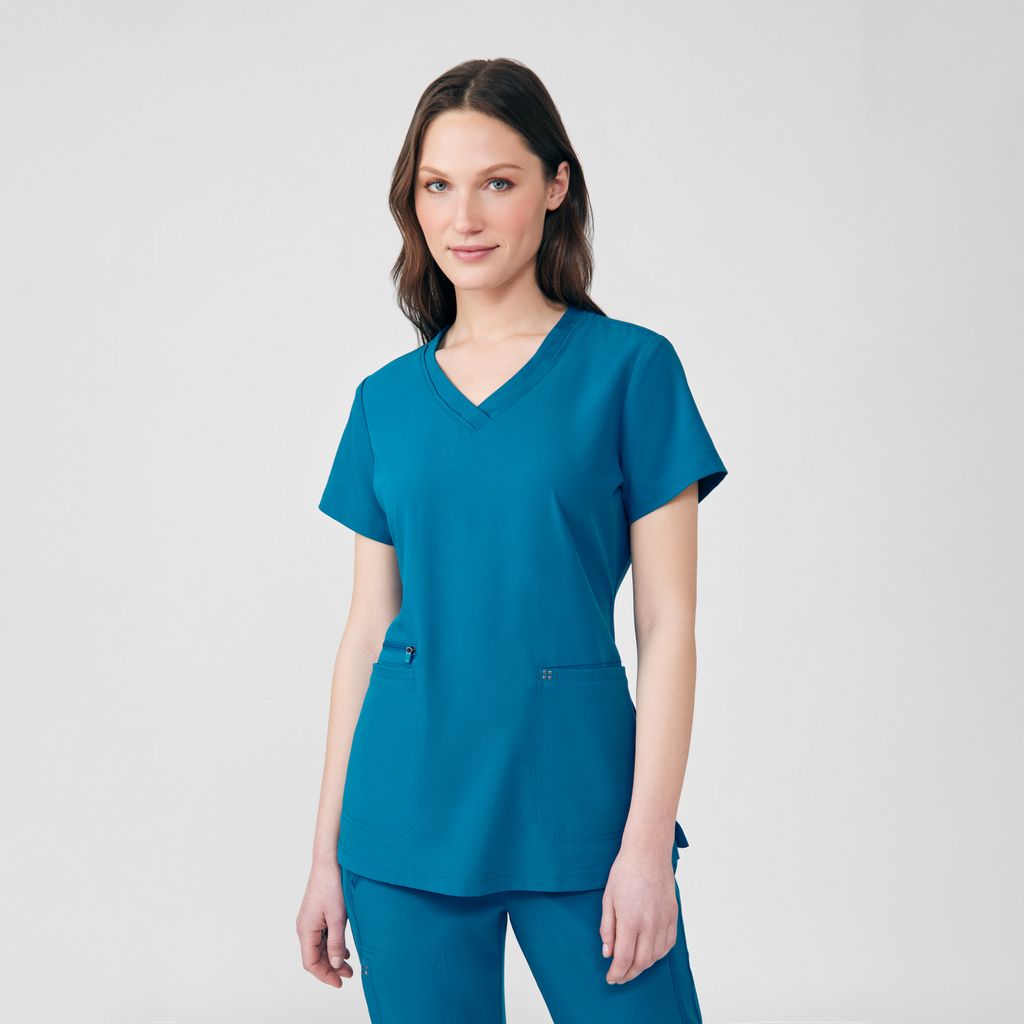 White Cross CRFT Women's 3-Pocket V-Neck Scrub Top