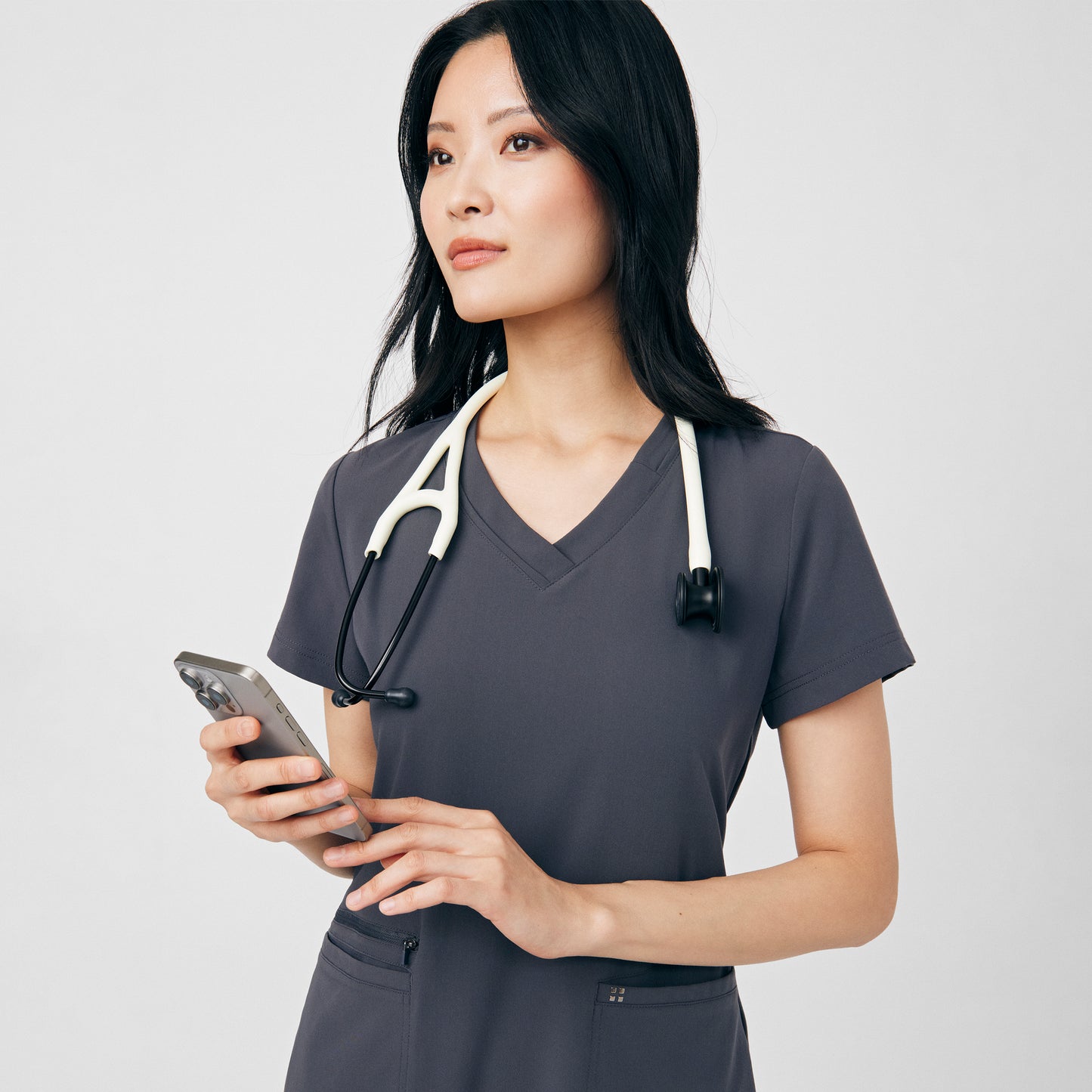 White Cross CRFT Women's 3-Pocket V-Neck Scrub Top